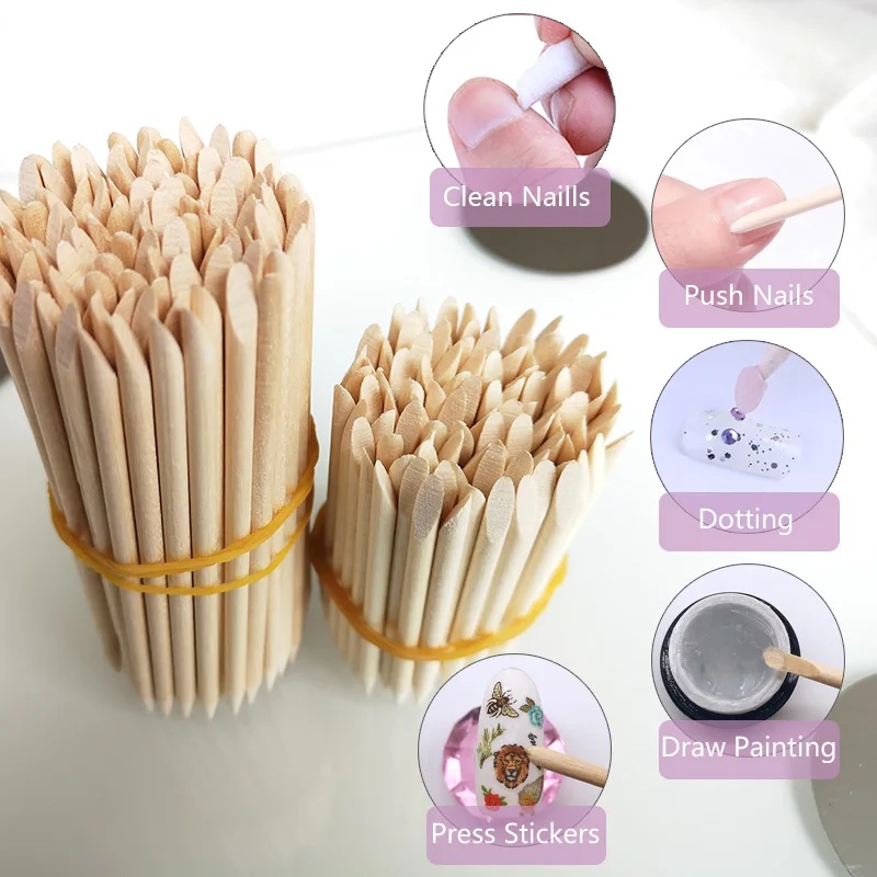 Nail Art Orange - 10-30 buah Tongkat Kayu Oranye untuk