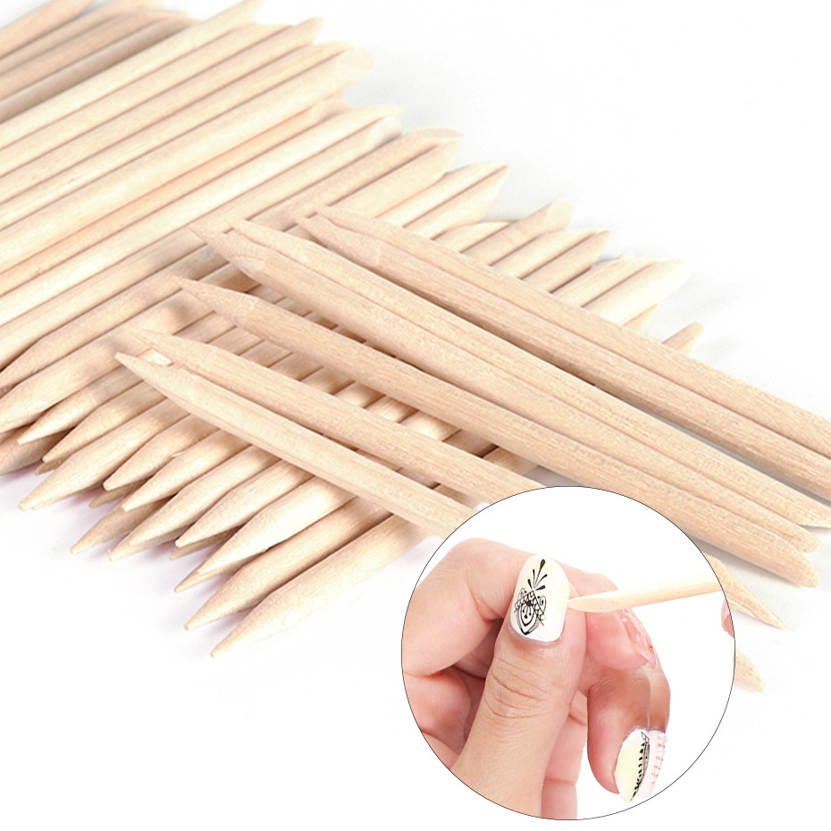 Nail Art Orange - 100pcs Alat Penghilang Kutikula Kayu untuk