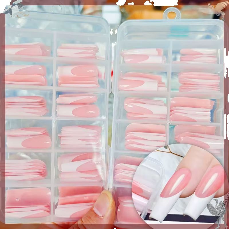 Nail Art Press On - 120Pcs Kuku Palsu French Press Warna
