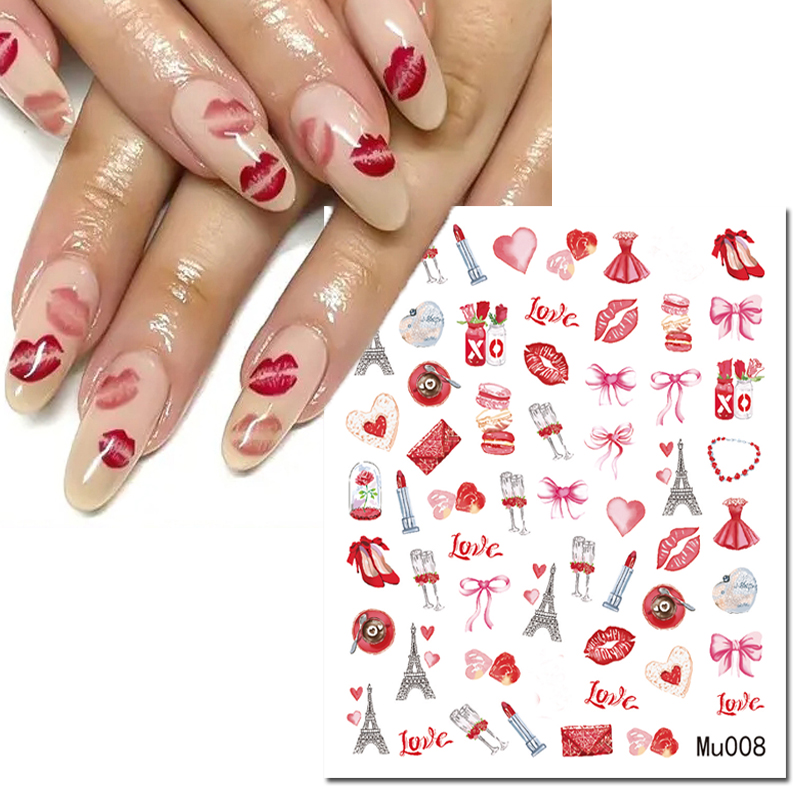 Nail Art Valentines Day - Stiker Slider Seni Kuku 3d Rok
