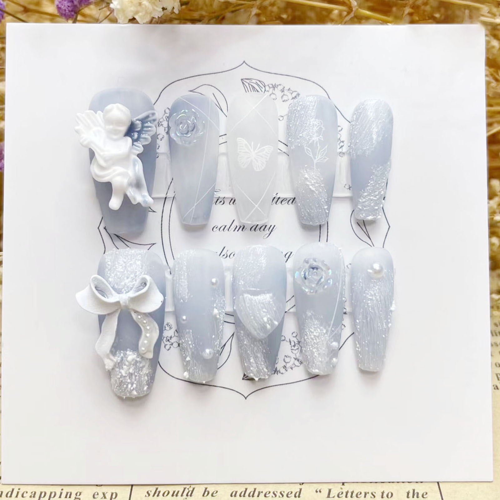 Plester 3D kuku palsu Angel me - Nail Art Press On ulasan dan harga