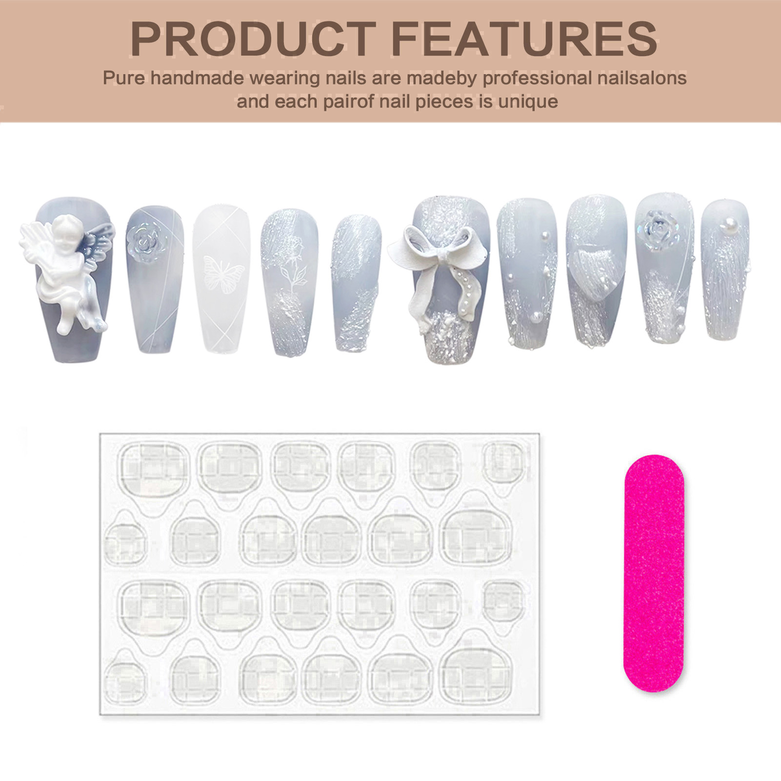 Plester 3D kuku palsu Angel me - Nail Art Press On ulasan dan harga