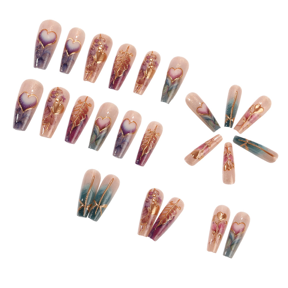 24pcs/set kuku palsu 3D untuk  - Nail Art Orange ulasan dan harga