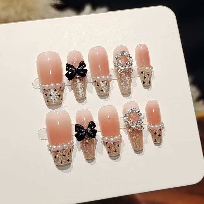 10Pcs Kuku Palsu Gaya Prancis  - Nail Art Press On ulasan dan harga