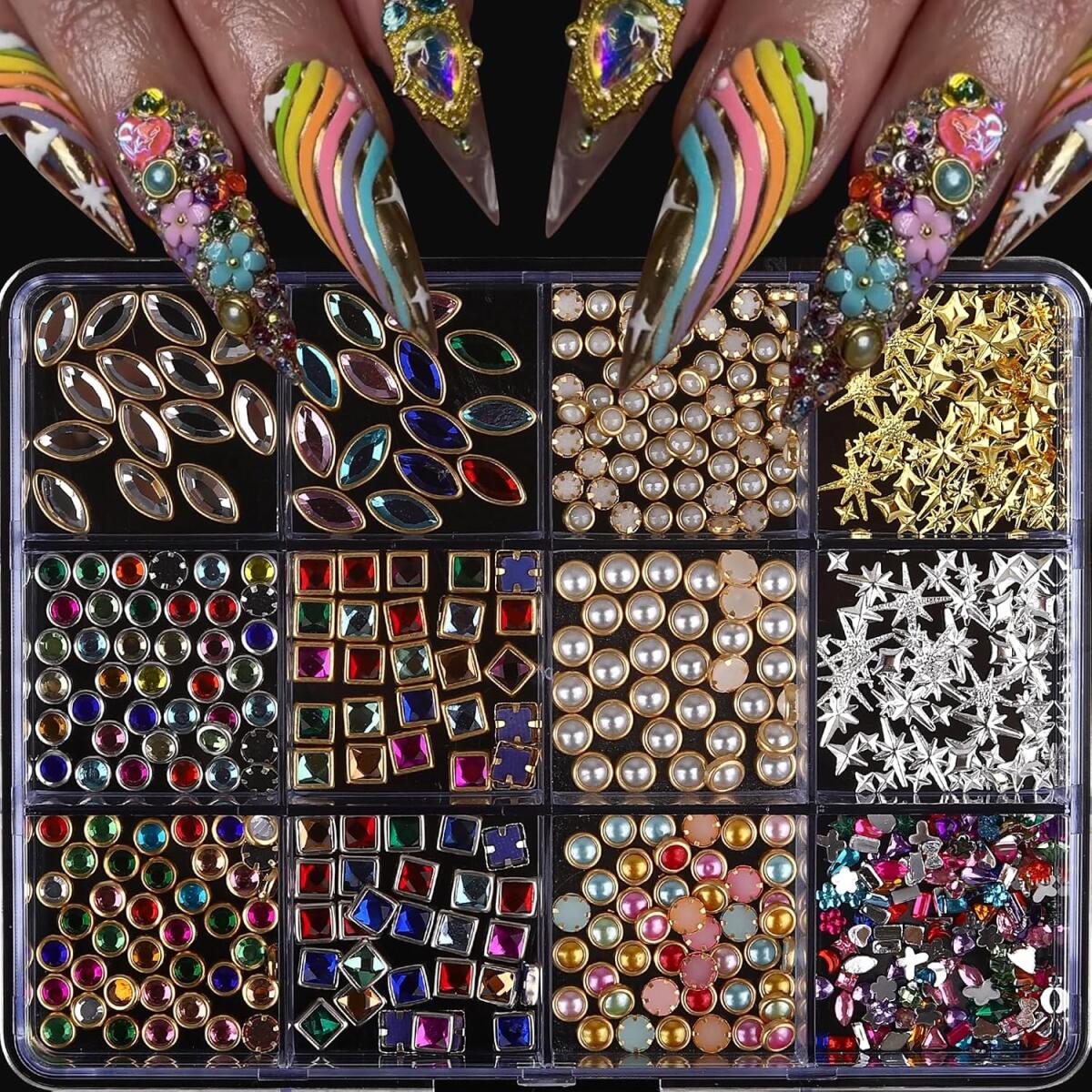 1 Kotak Perhiasan Rhinestone K - Nail Art Valentines Day ulasan dan harga