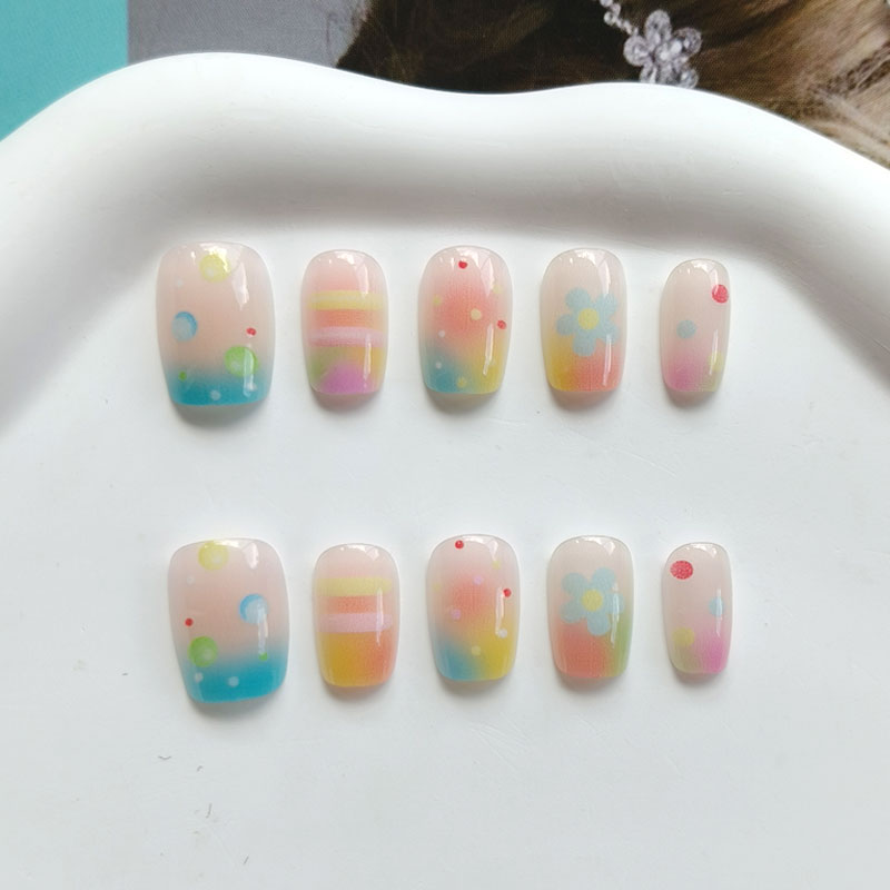 10Pcs Kuku Palsu Warna-warni P - Nail Art Ombre ulasan dan harga