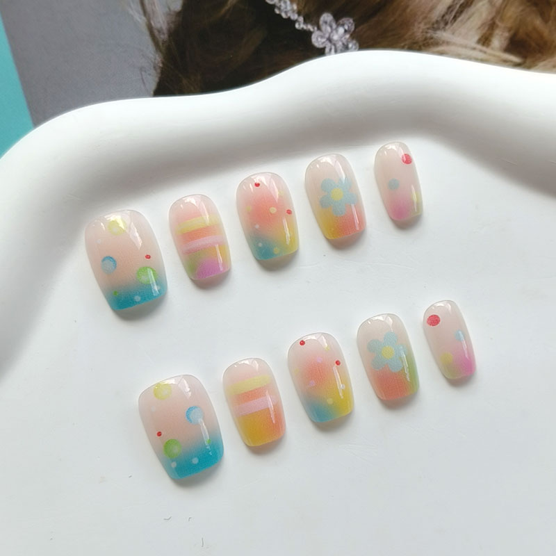 10Pcs Kuku Palsu Warna-warni P - Nail Art Ombre ulasan dan harga